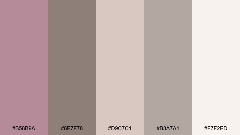 warm stone nursery mauve taupe color palette with hex codes
