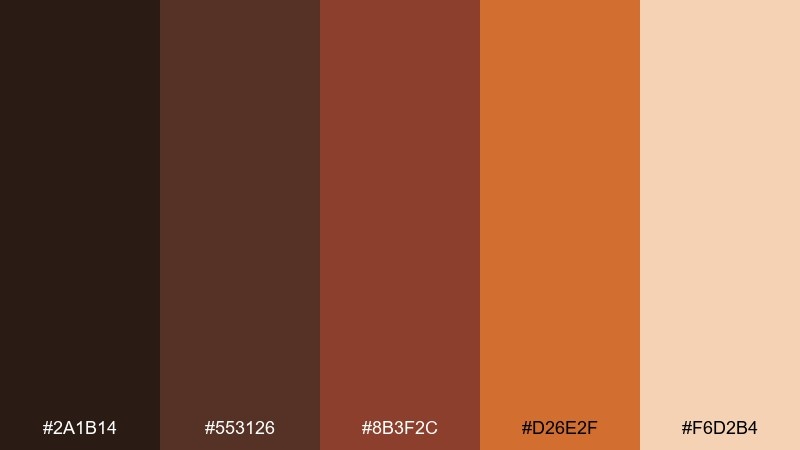 warm timber workspace color palette with hex codes