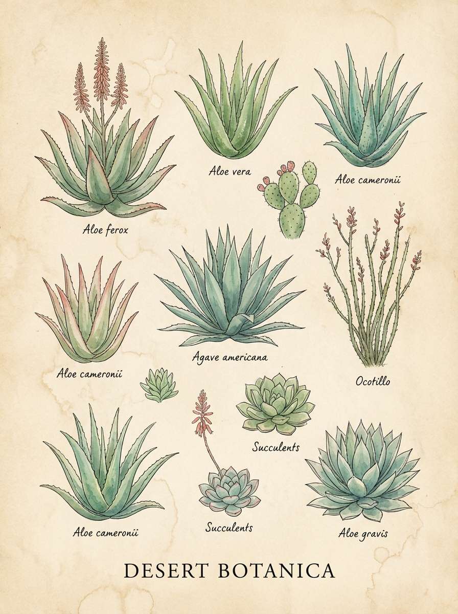 watercolor aloe poster