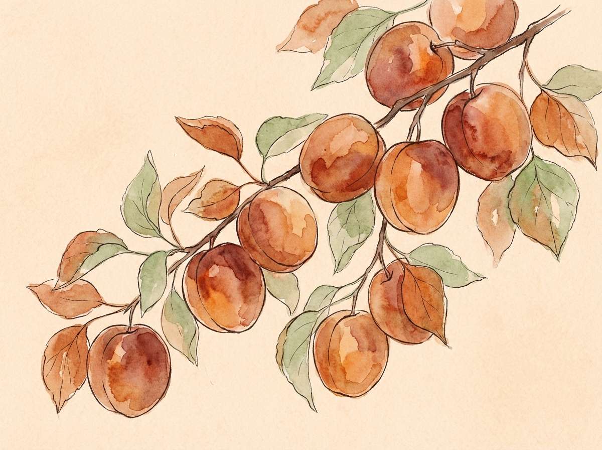 watercolor apricot botanical