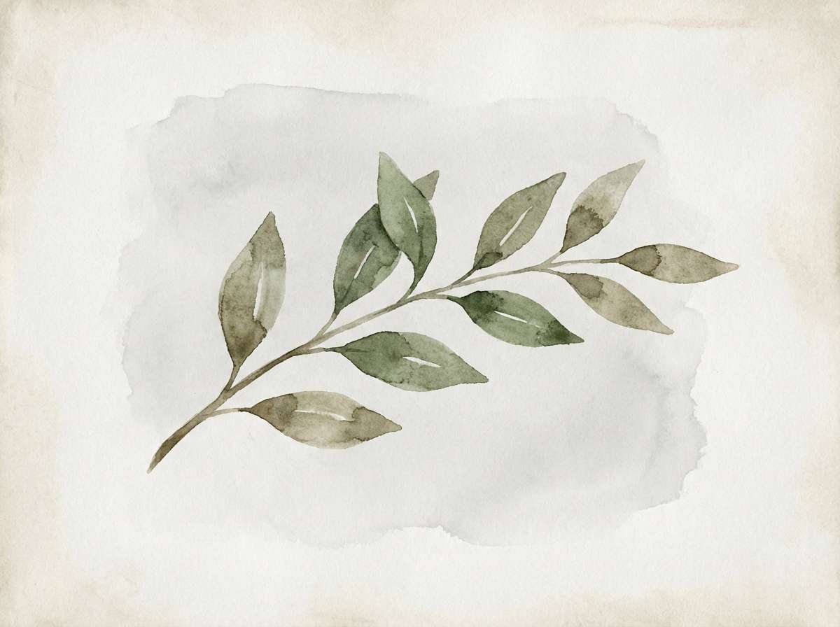 watercolor leaves in muted greens