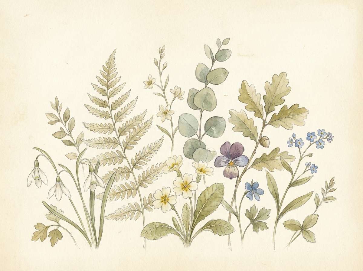 watercolor botanical label art