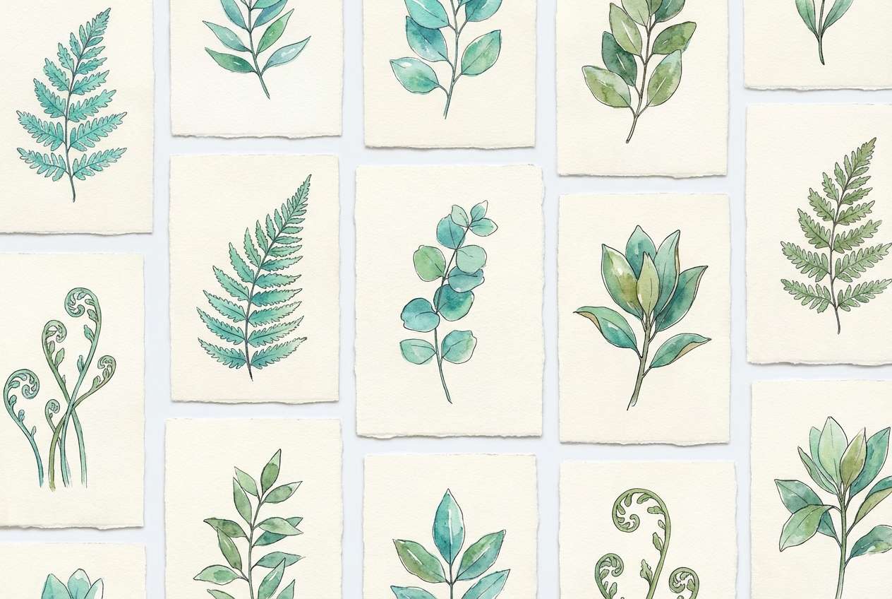 watercolor botanical leaves