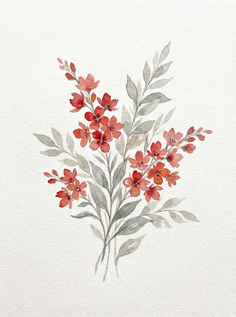 watercolor blossoms in ember tones