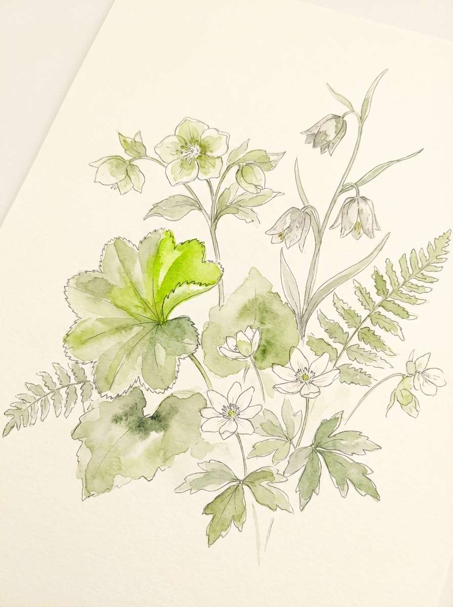 watercolor botanical spring art