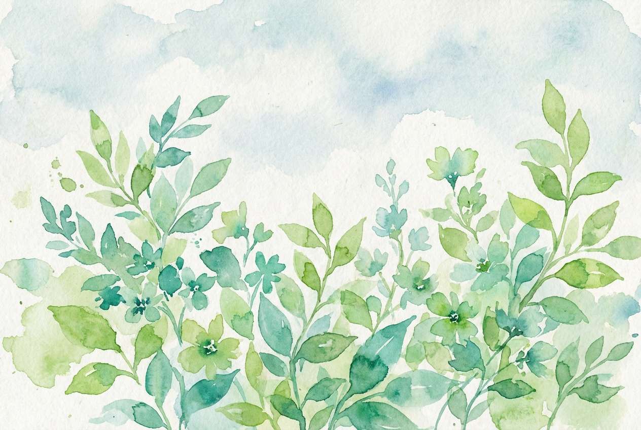 watercolor spring leaves