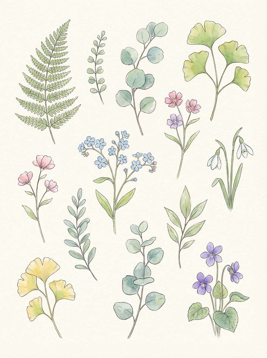 watercolor botanical stationery