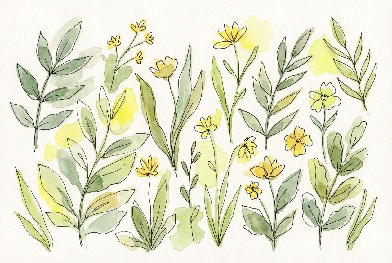 meadow botanical watercolor art