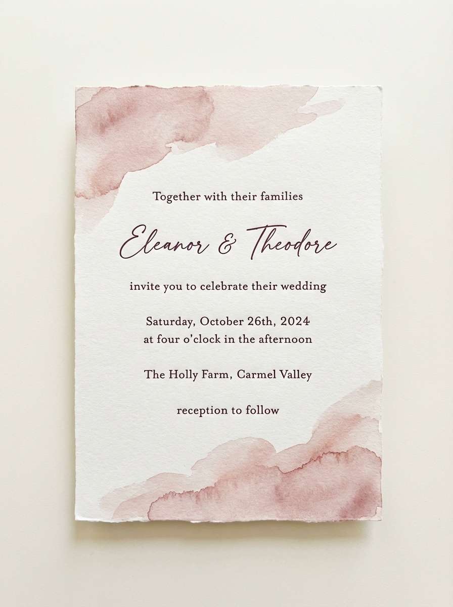blush watercolor invitation layout