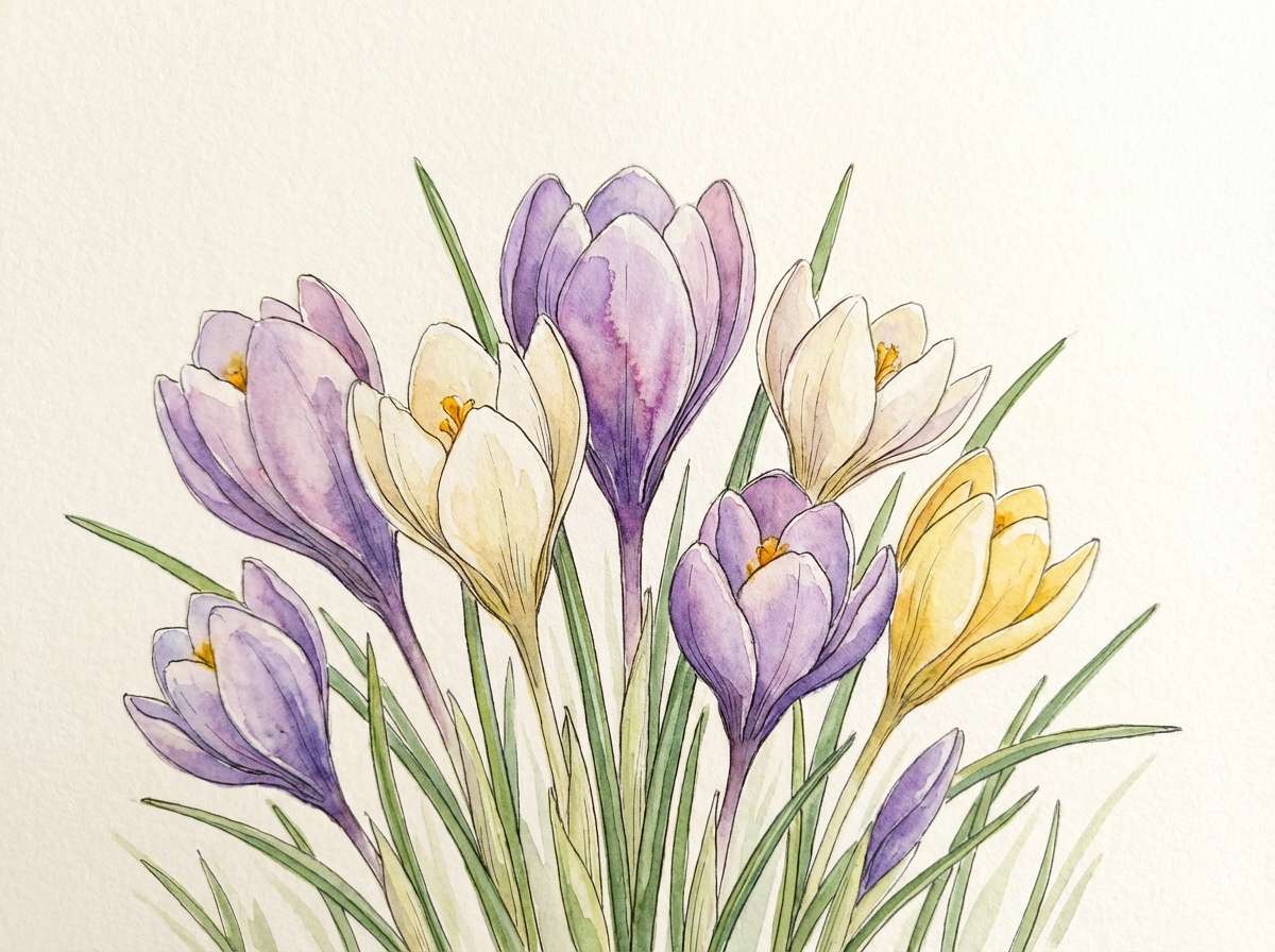 watercolor crocus flowers