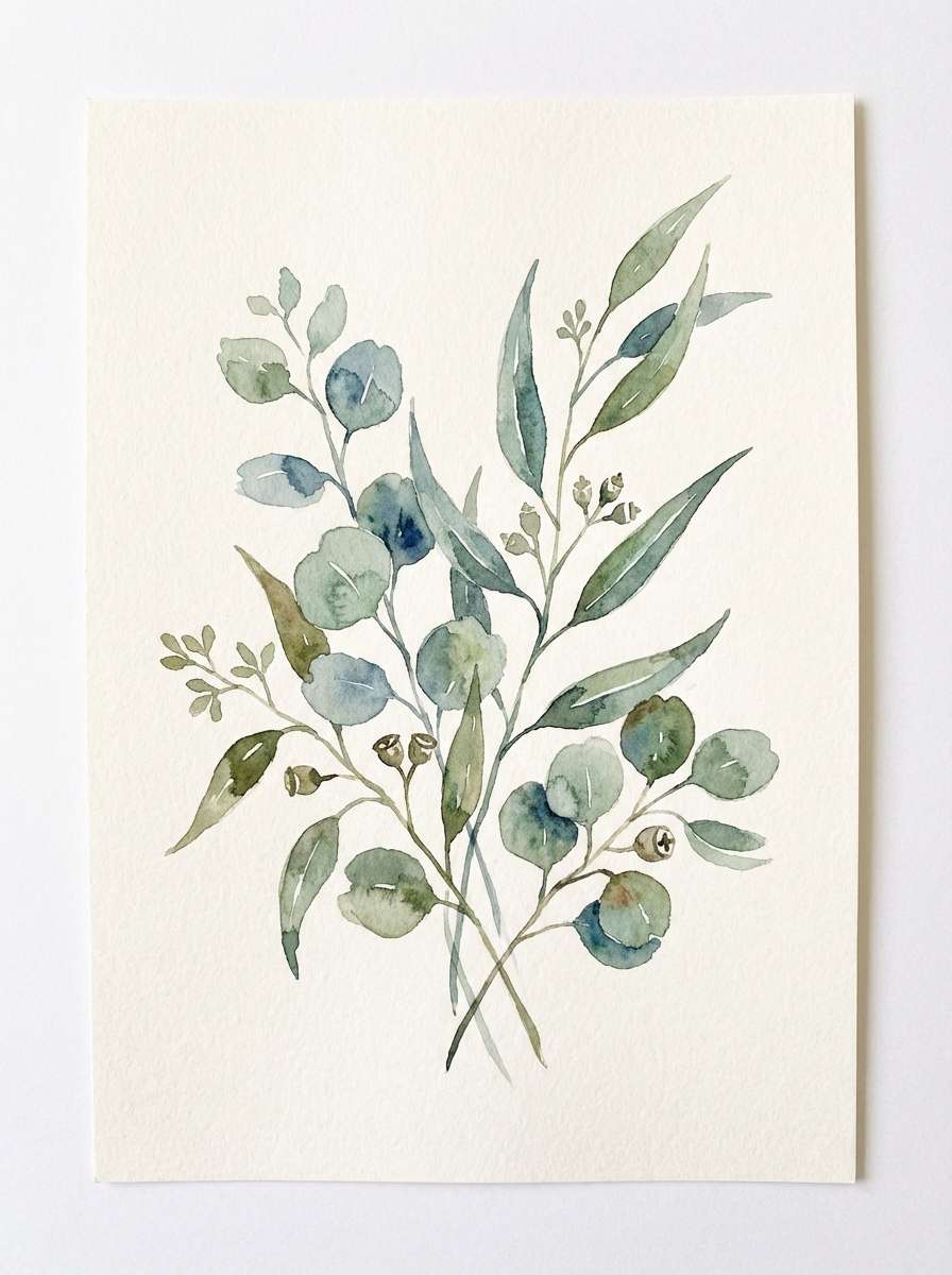 watercolor eucalyptus illustration