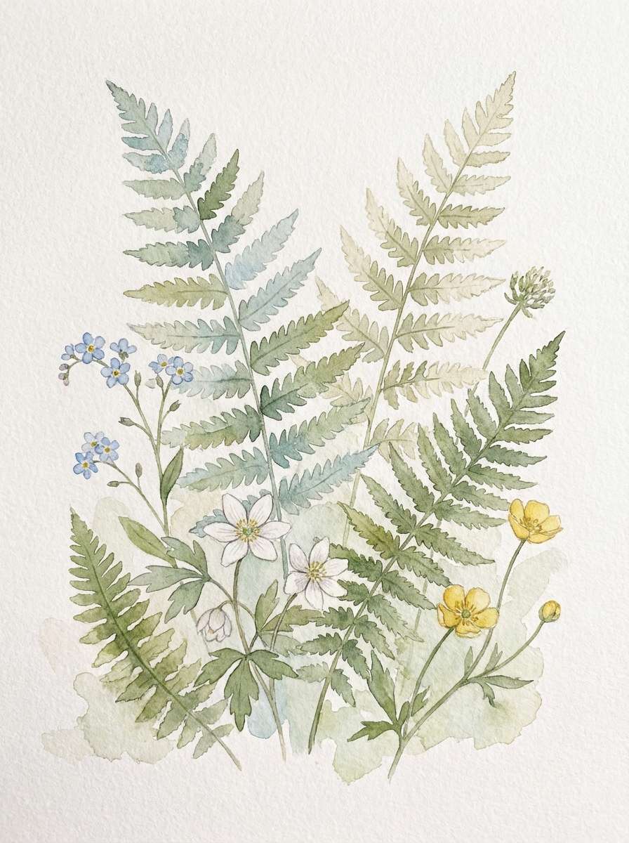 watercolor fern print