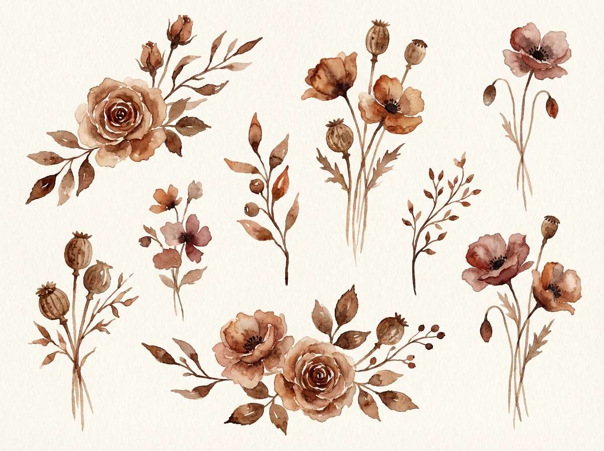 watercolor floral set