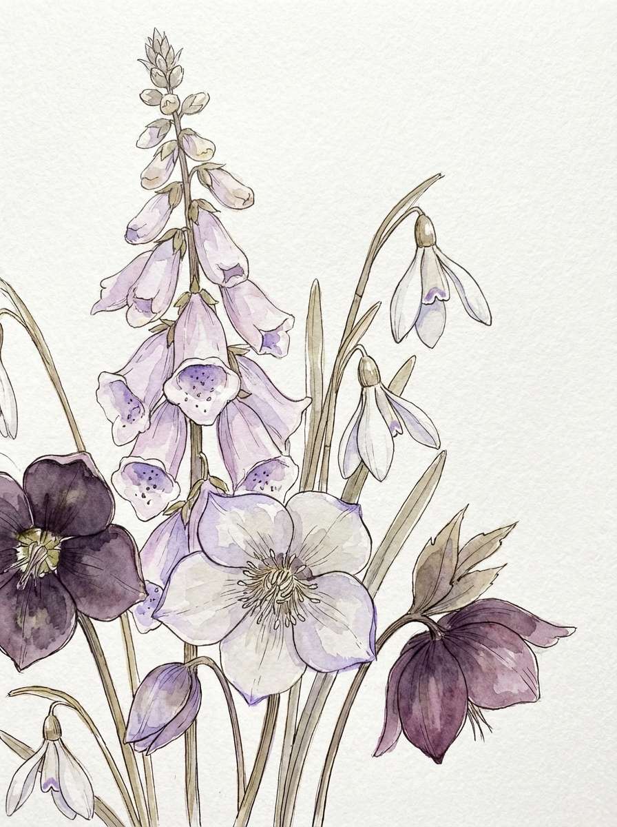 soft lilac floral watercolor