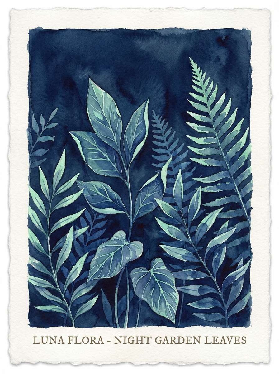 night garden watercolor poster