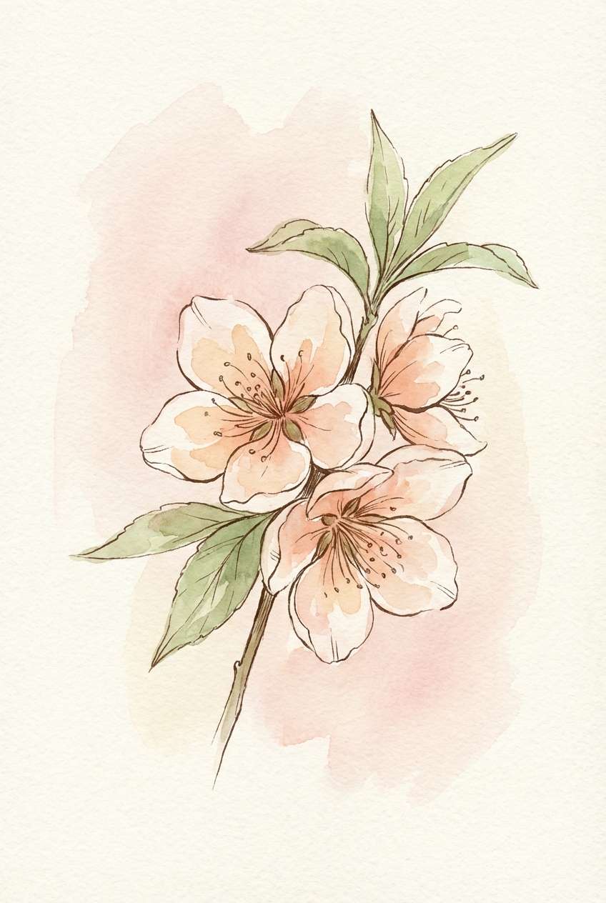 watercolor peach blossoms