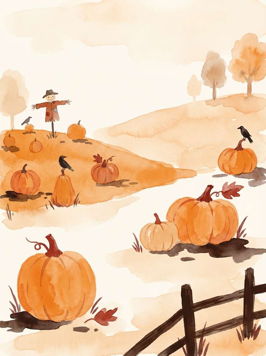 watercolor pumpkin patch
