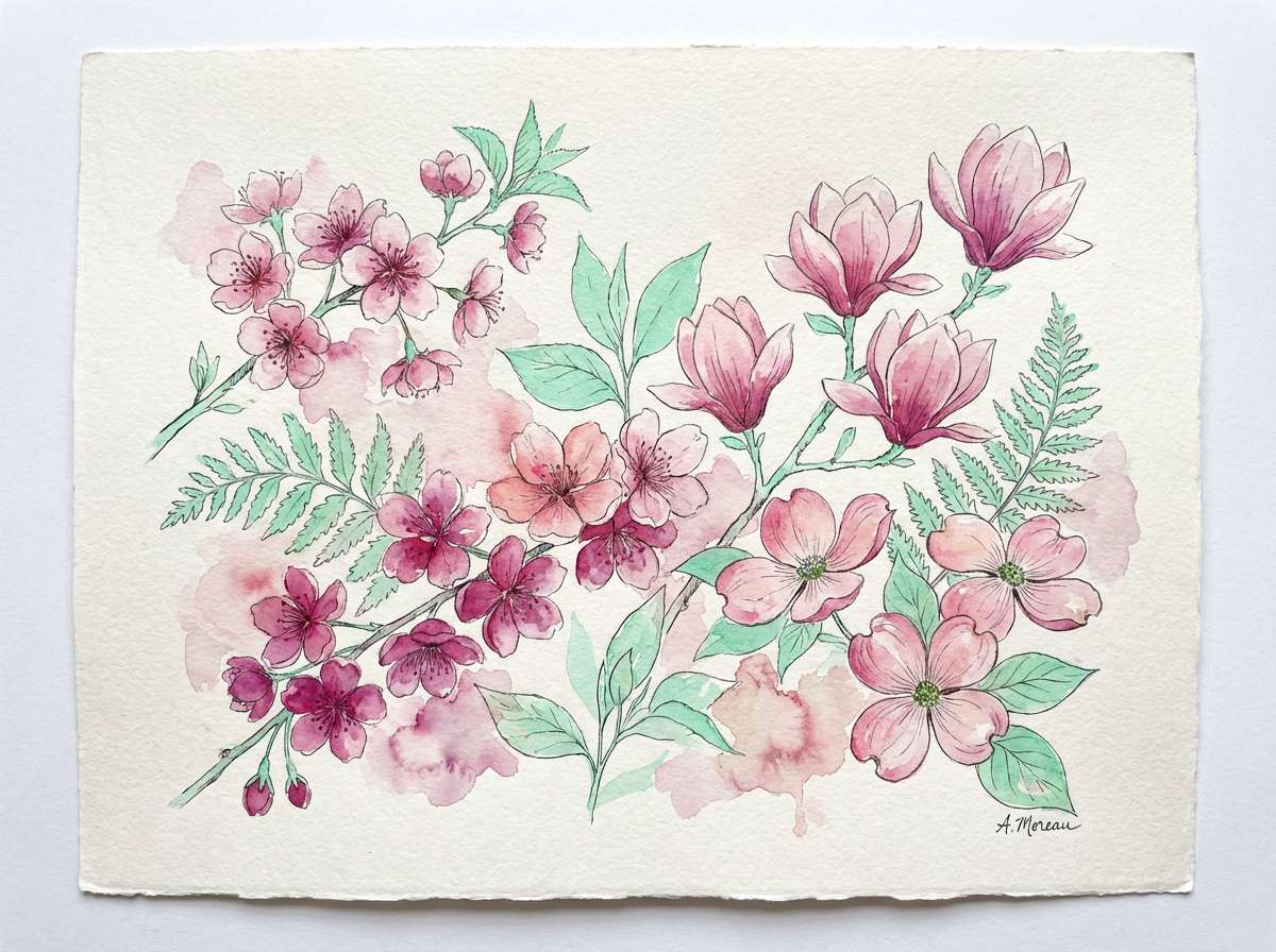 watercolor spring blossoms