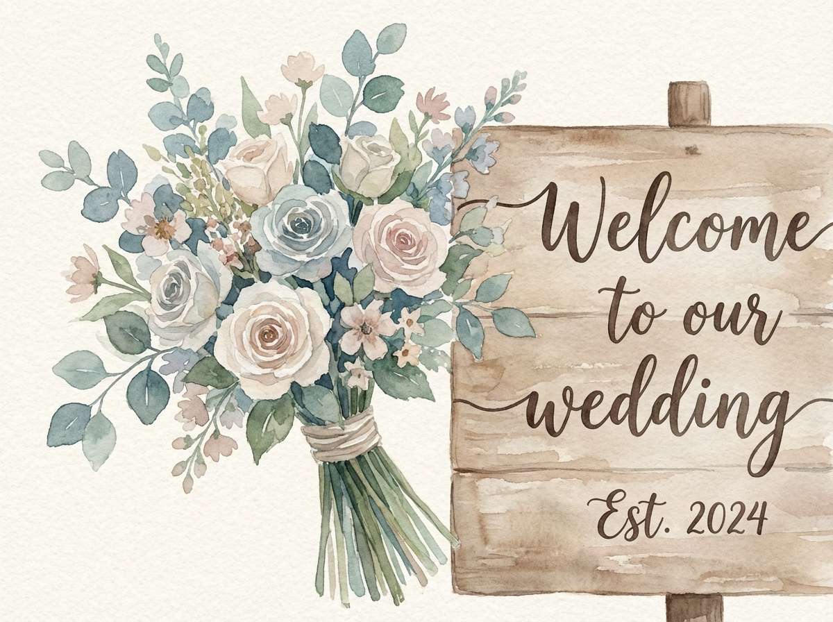 watercolor bouquet signage