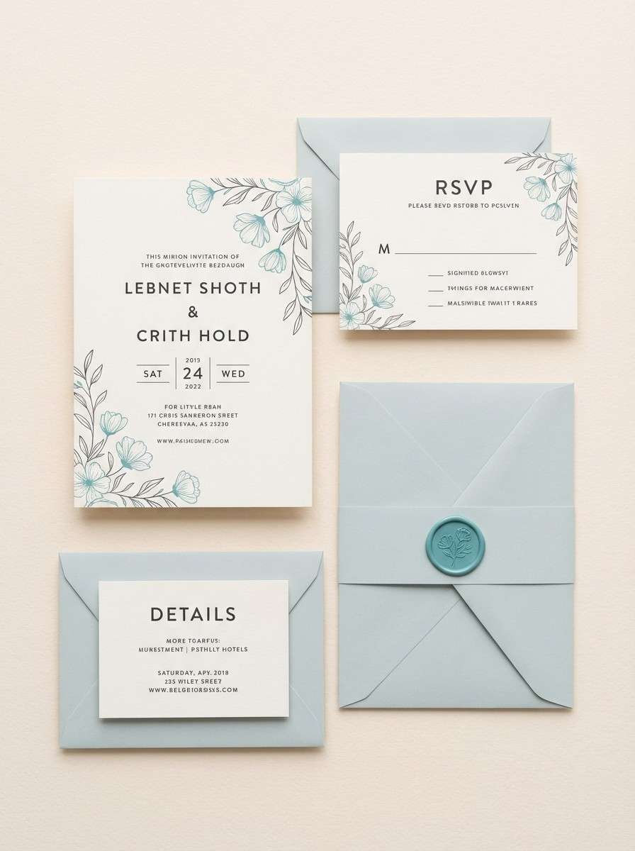 peach teal wedding invite