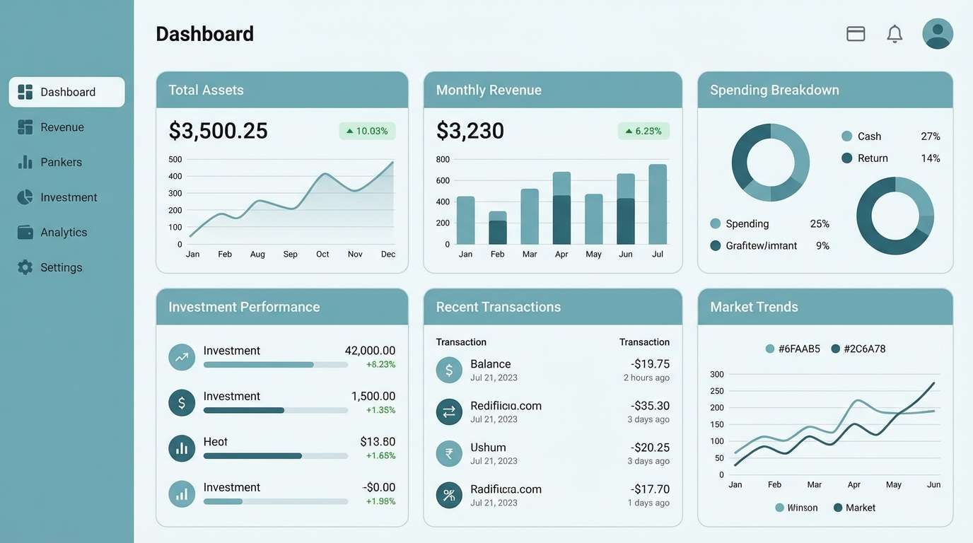 fintech dashboard in teal