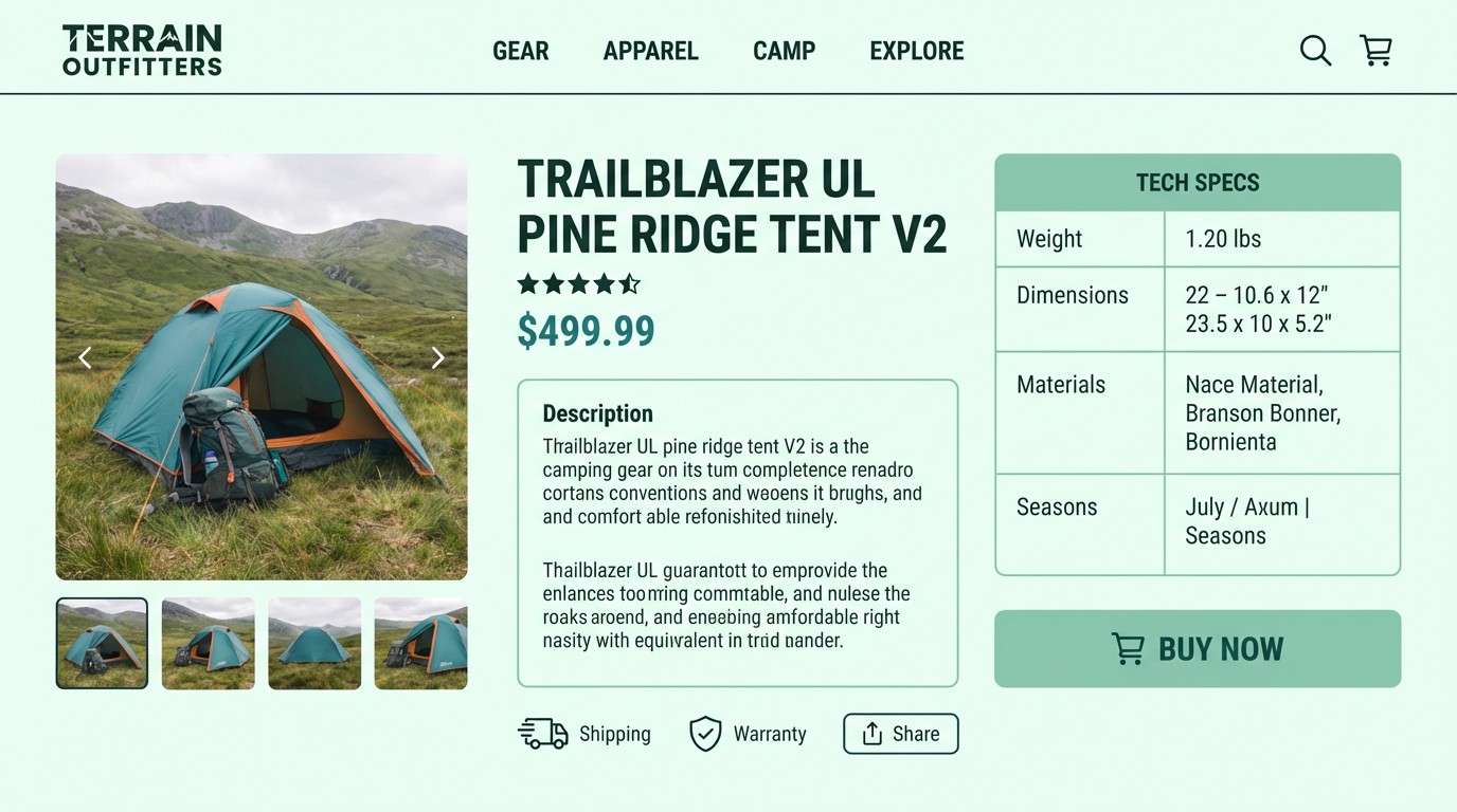 outdoor gear product page