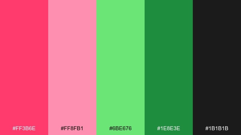 watermelon pop color palette with hex codes