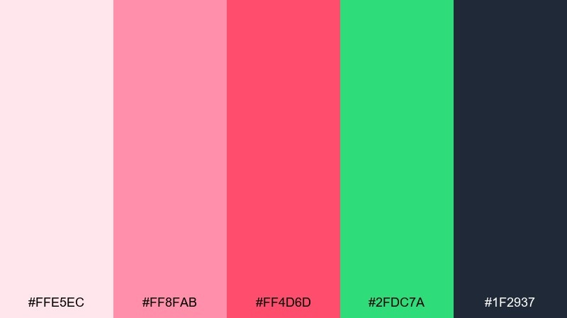 watermelon sorbet color palette with hex codes