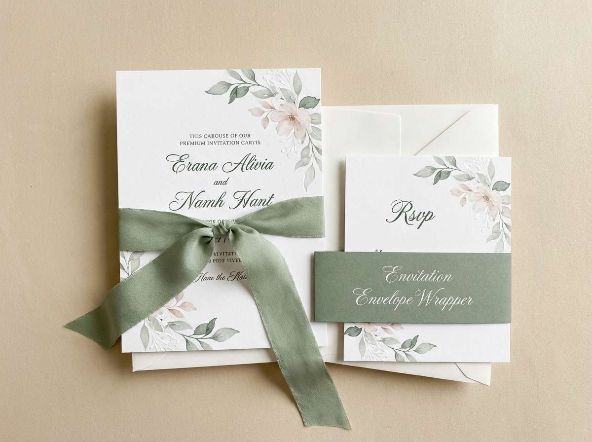 sage and blush invitations