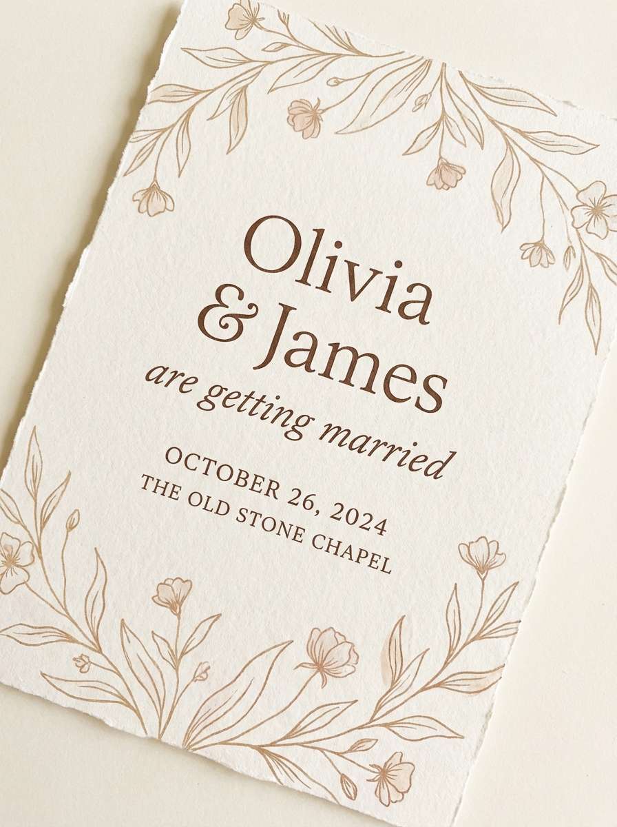 wedding invitation in blush neutrals
