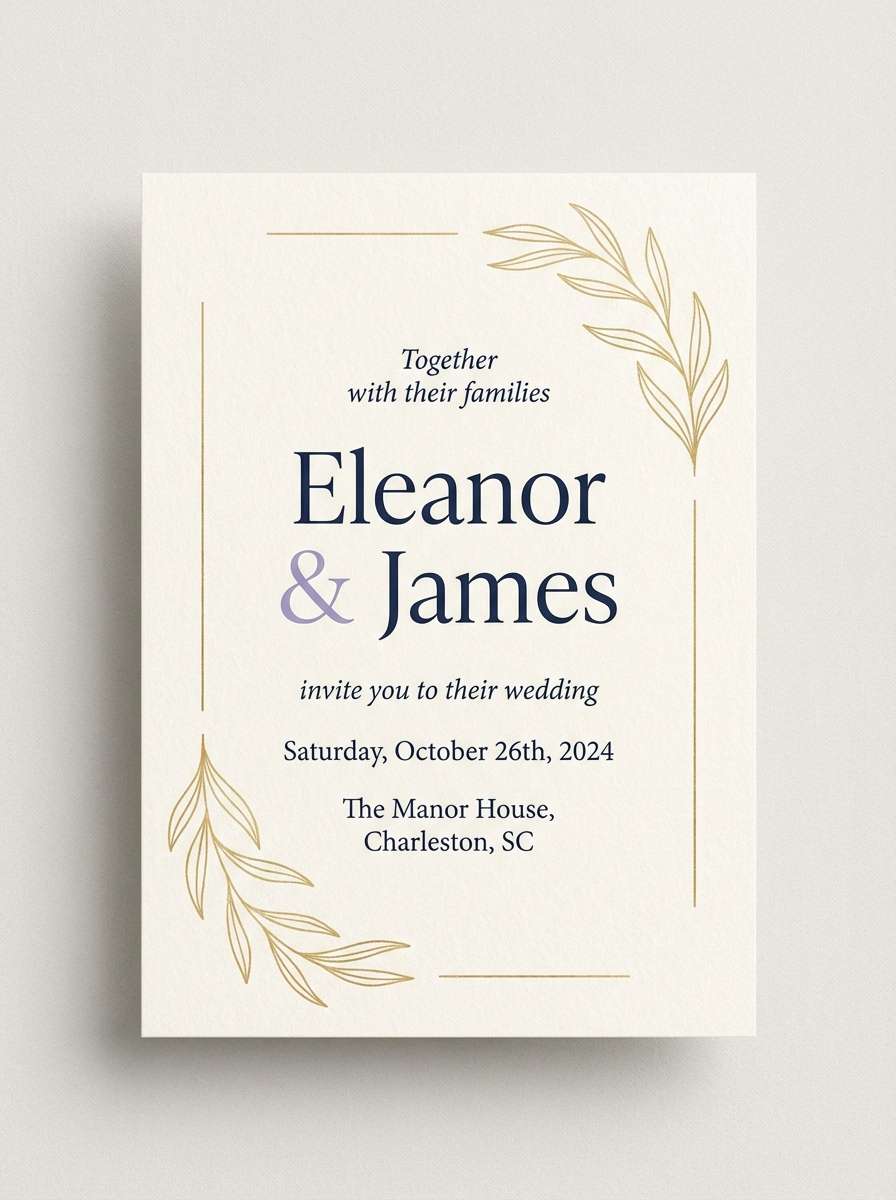 wedding invitation card in royal color scheme