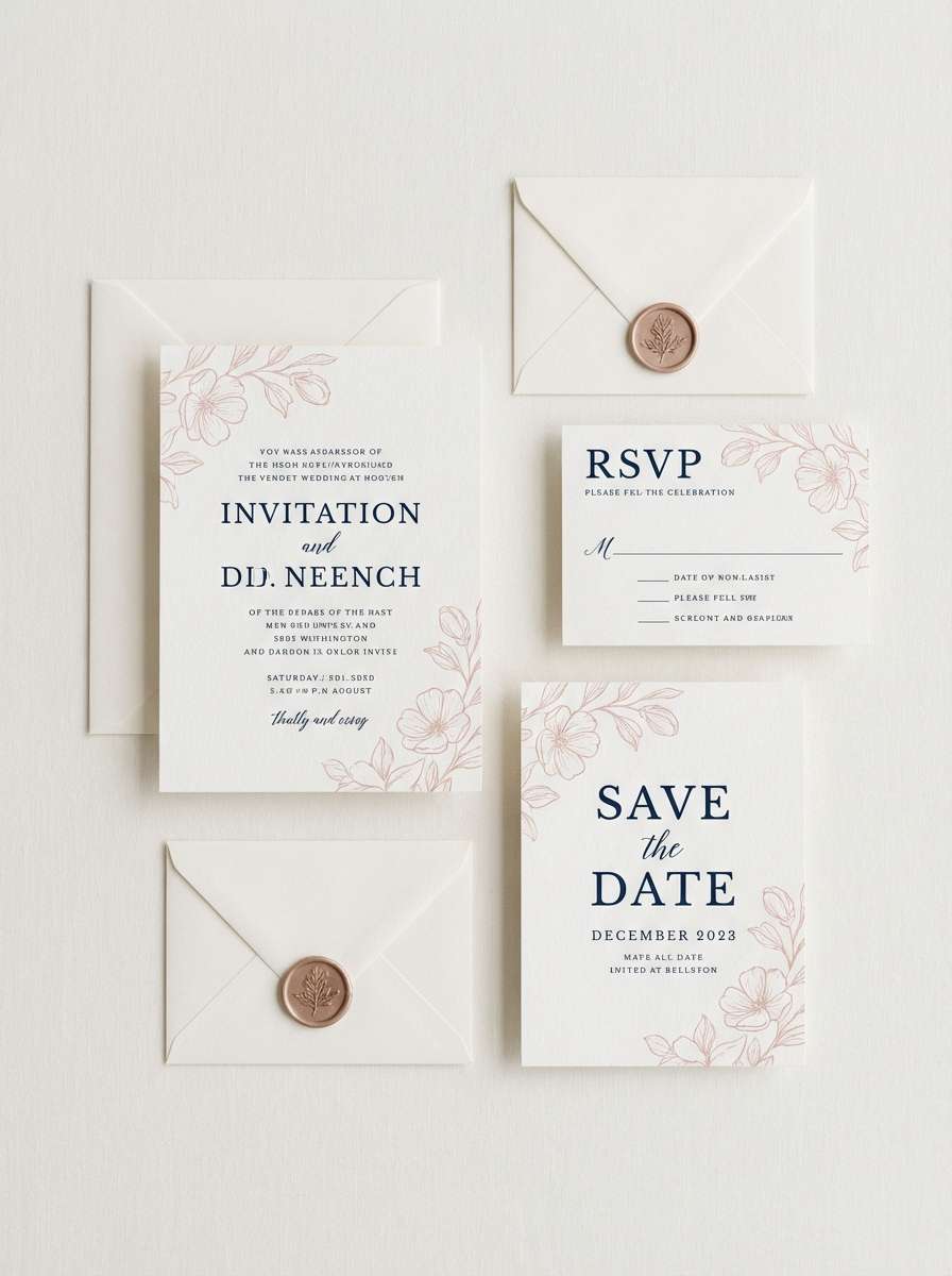 navy and rose invitation