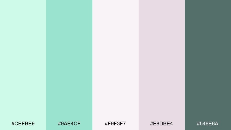 wedding mint whisper mint green color palette with hex codes