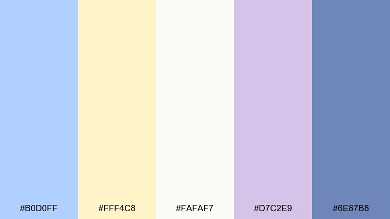 wedding stationery blue pastel yellow color palette with hex codes