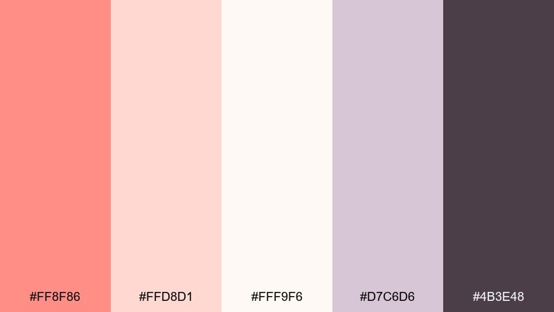 wedding whisper salmon pink color palette with hex codes