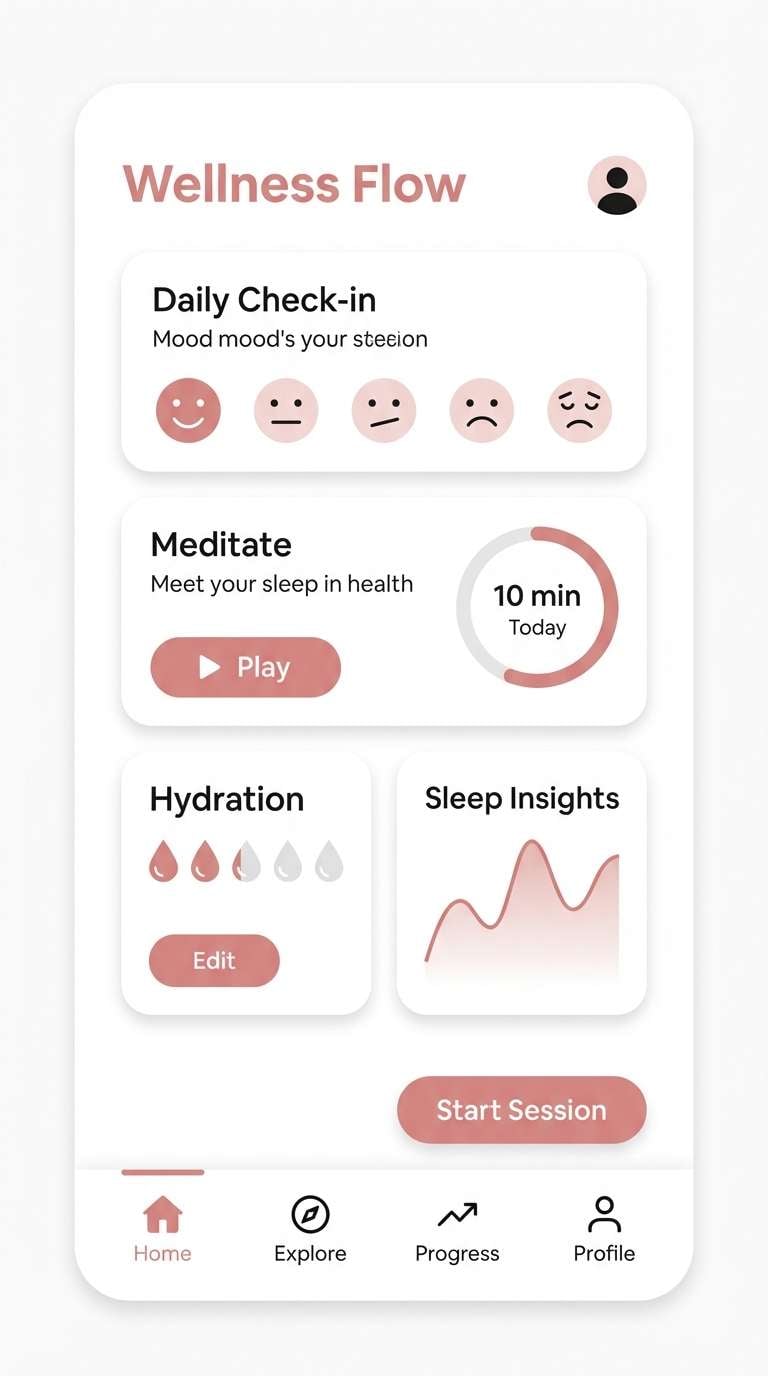 wellness app ui blush