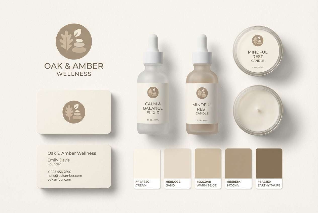 wellness identity in warm neutrals