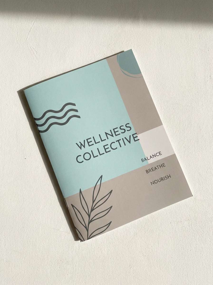 wellness brochure in soft aqua
