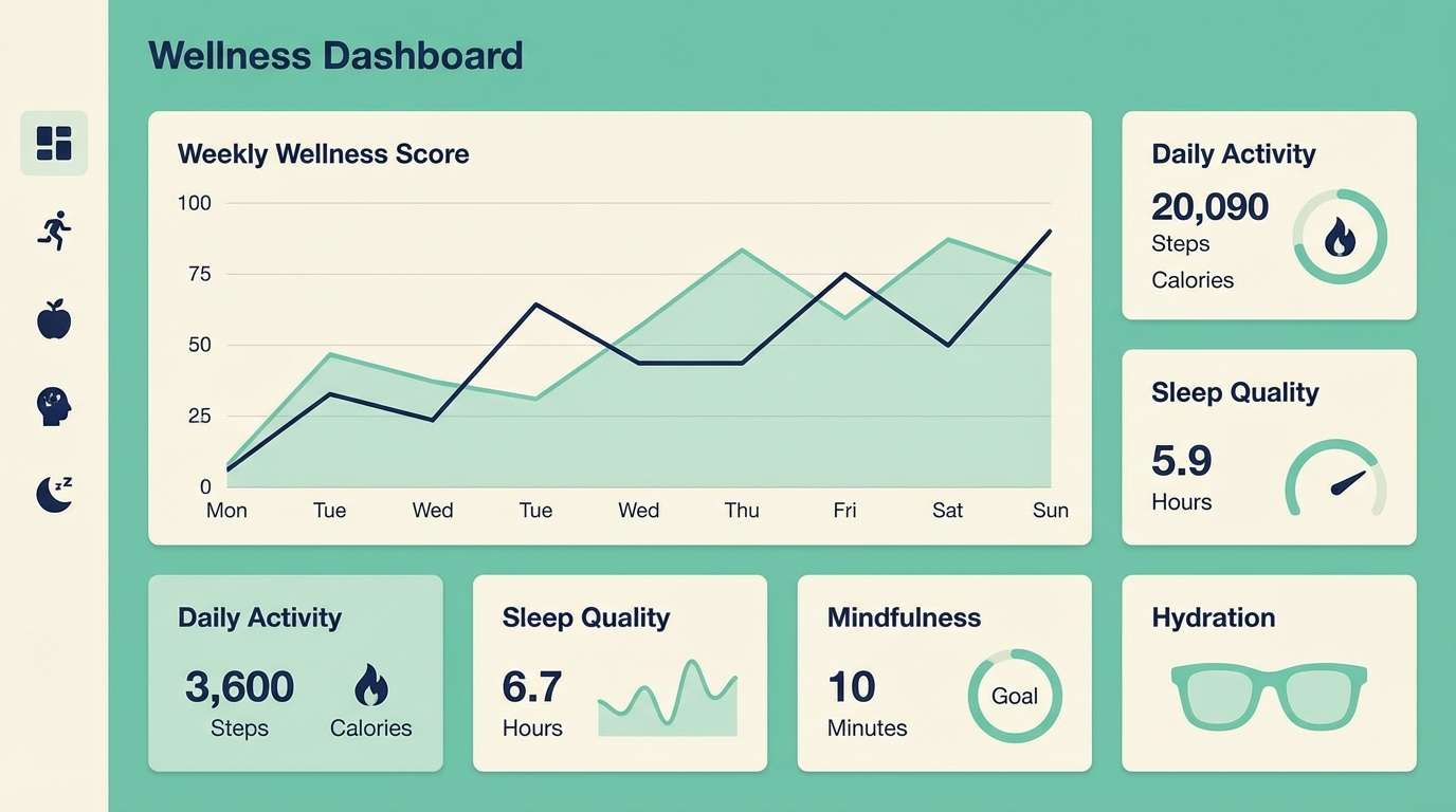wellness dashboard ui in coral reef color tone