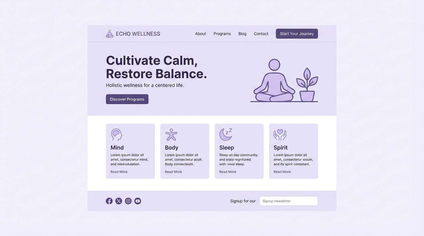 wellness landing ui