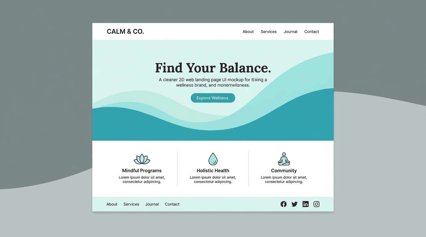 green light blue tone wellness landing ui mockup