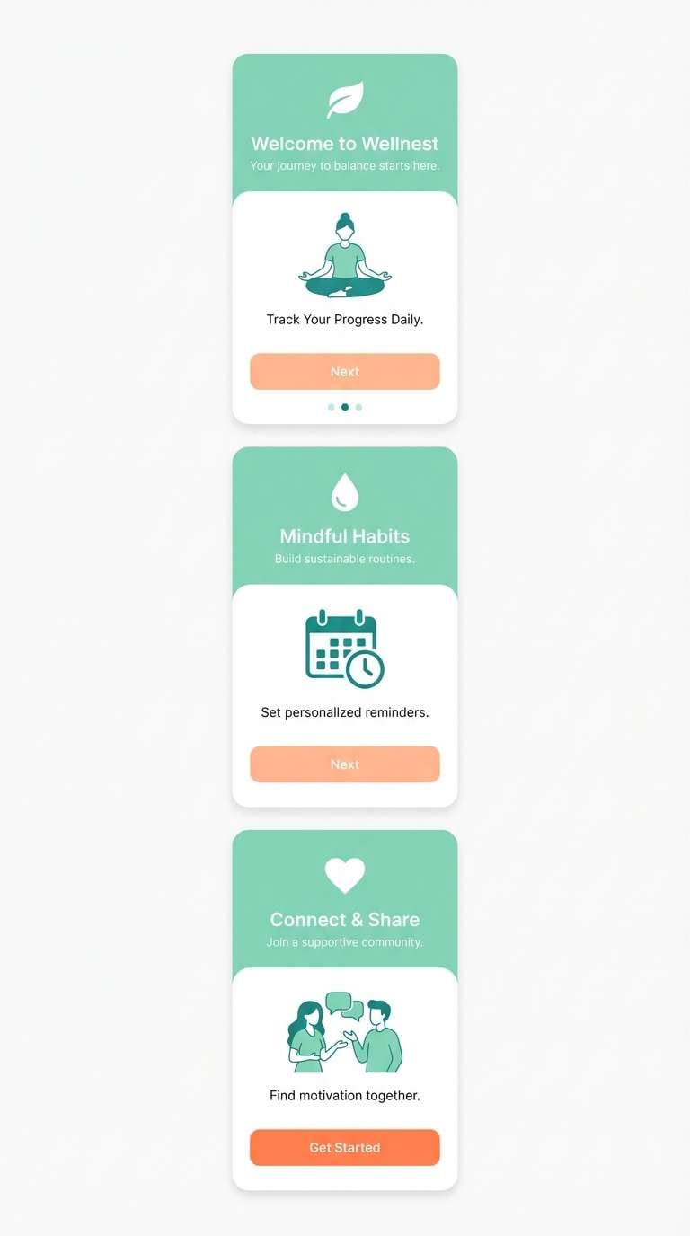 bule green orange color tone wellness onboarding ui