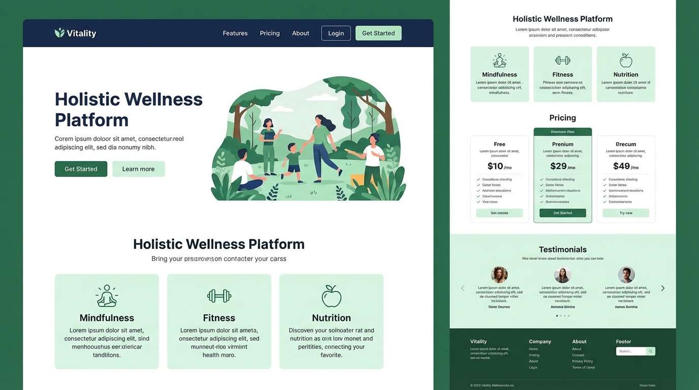 wellness landing page ui