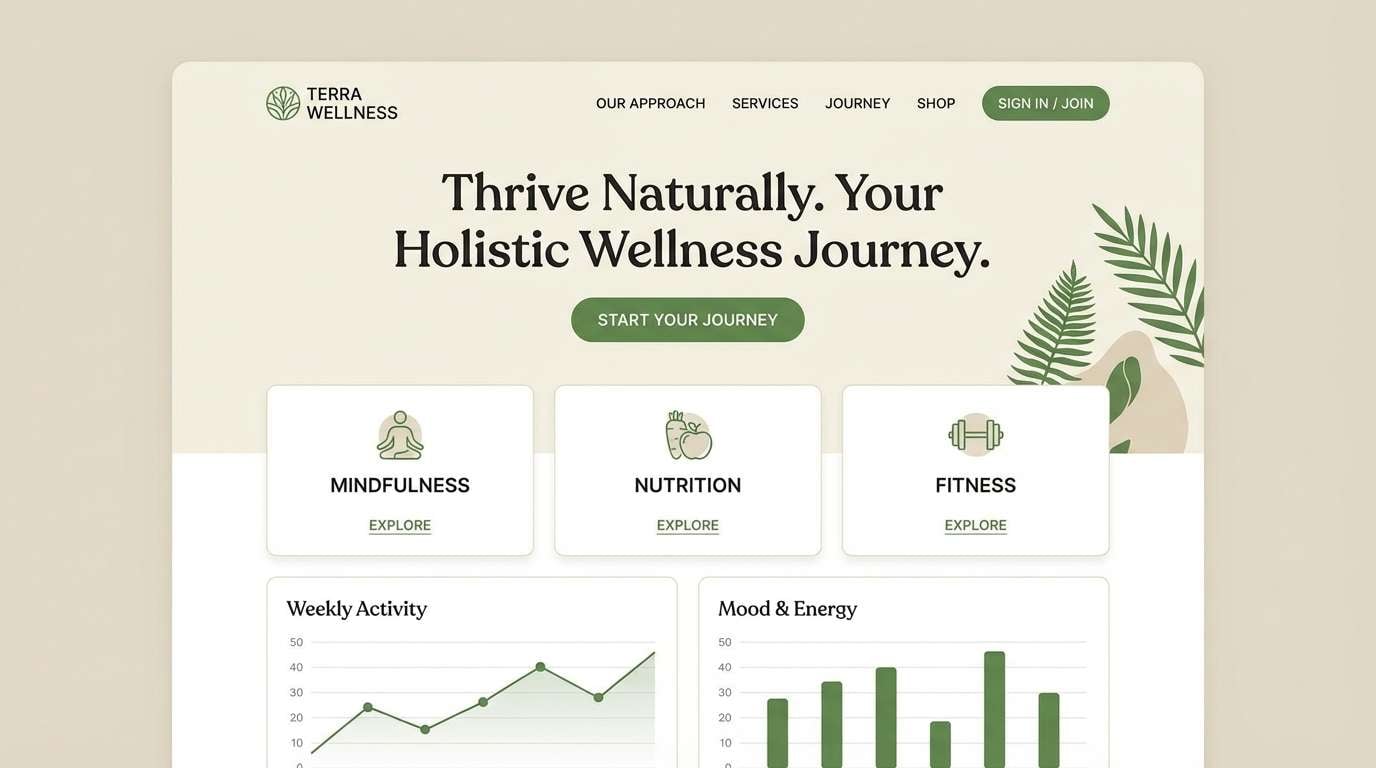 wellness landing page ui