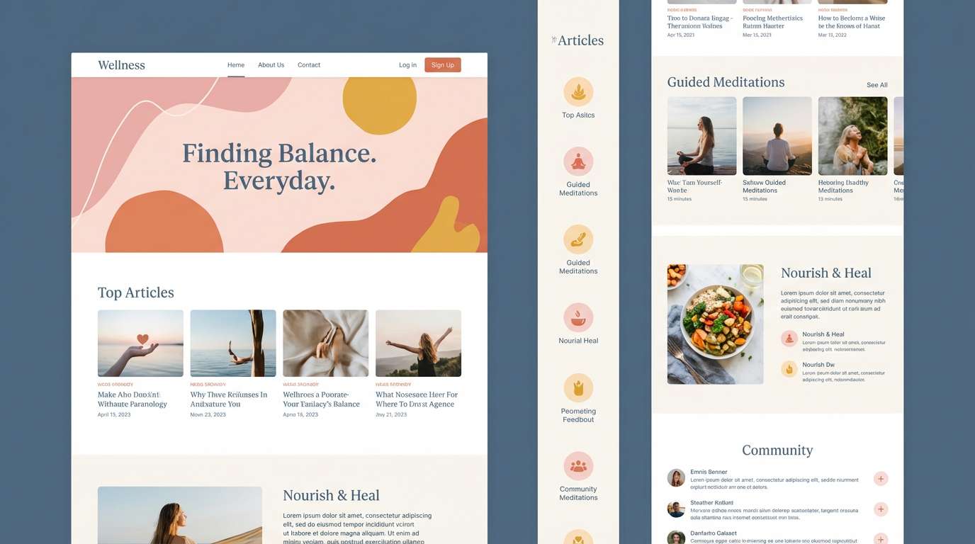 wellness website ui mockup