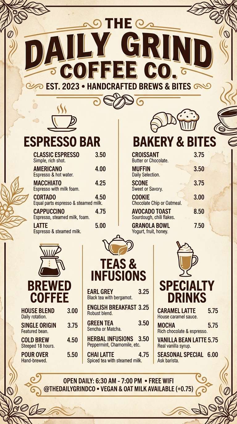 cafe menu poster