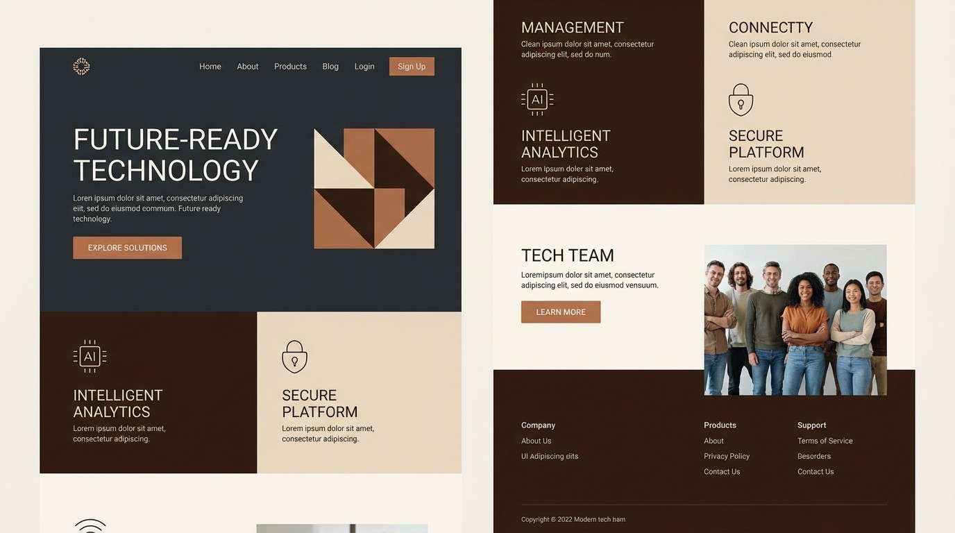tech landing ui mockup