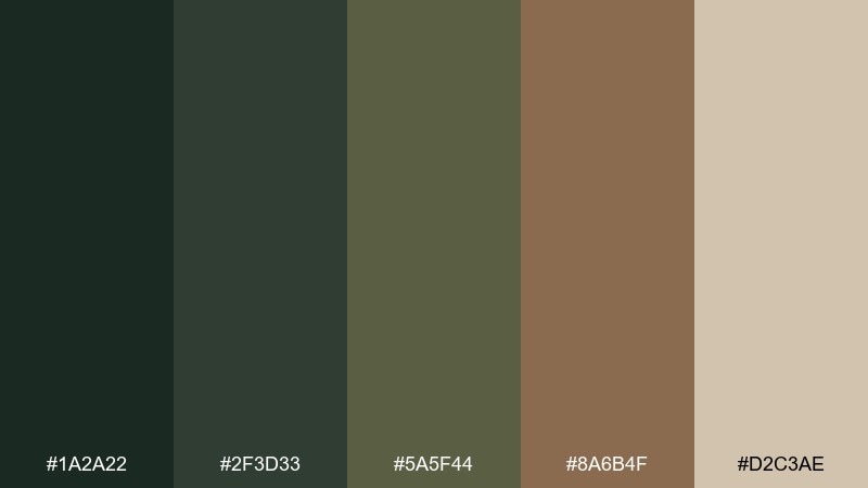 wet bark rainforest color palette with hex codes