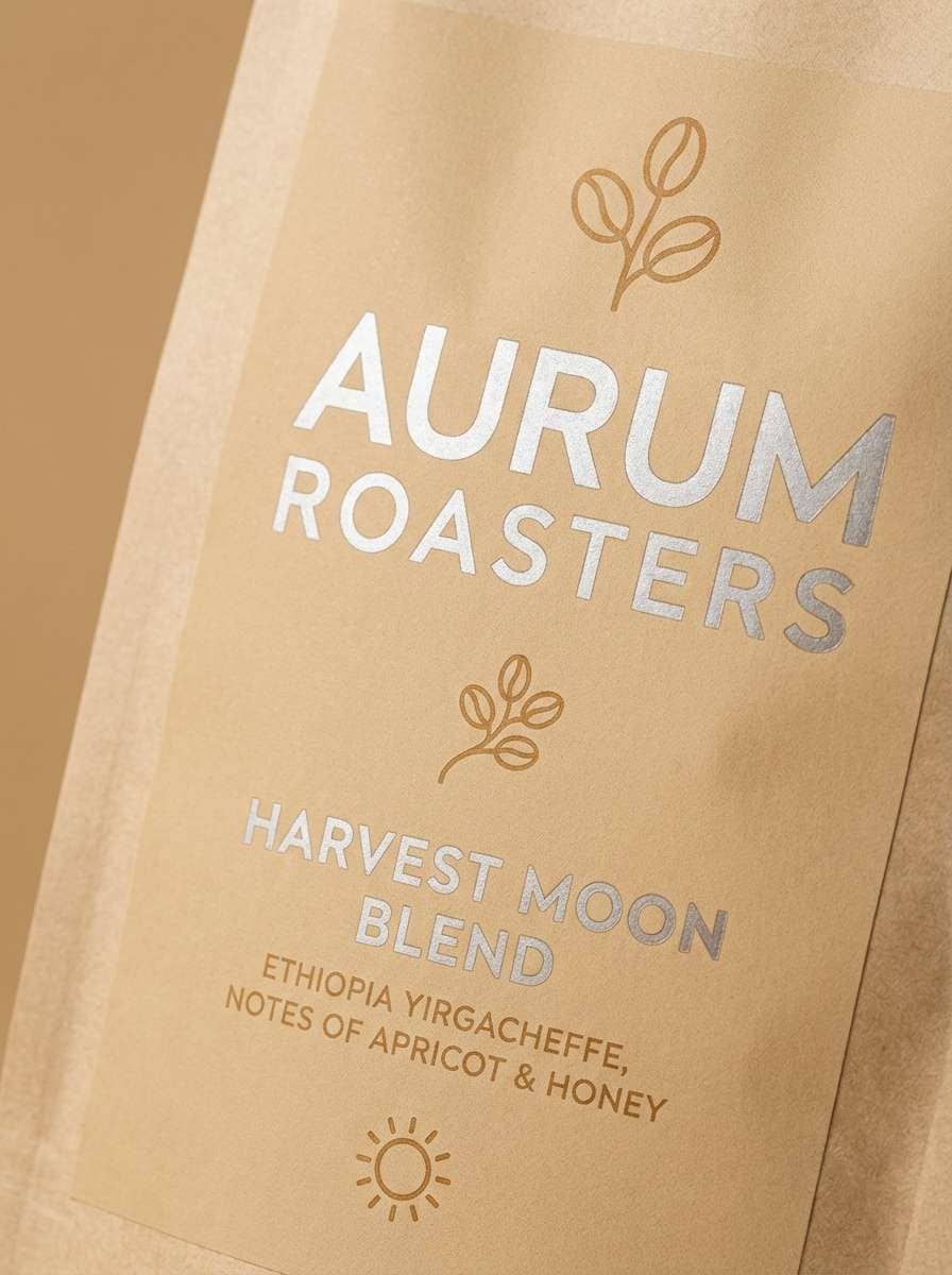 warm silver coffee label