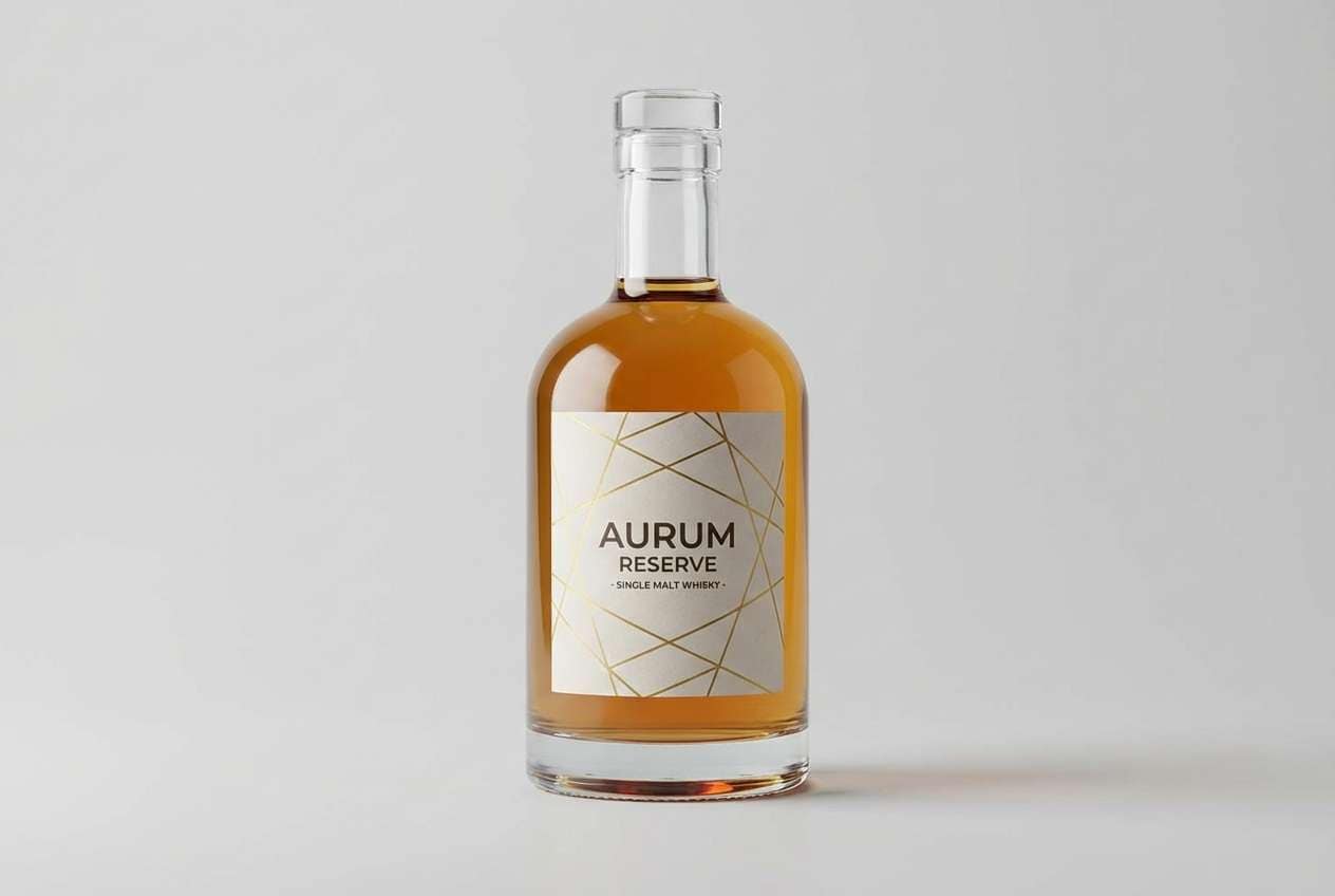 whiskey bottle label ad